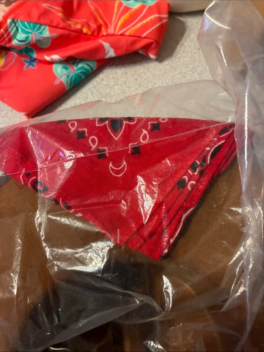 kangaROOS Brown Felt Cowboy Hat with Red Bandana